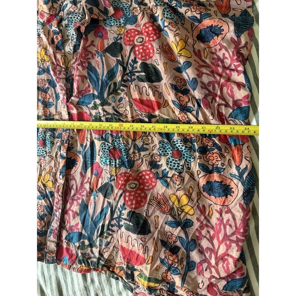 NATURAL LIFE Size OS Colorful Floral Button Down Shirt Bohemian - Picture 3 of 4